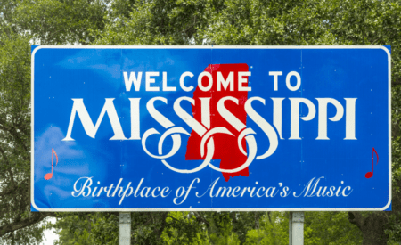 welcome to mississippi road sign